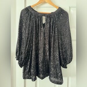 Vince Camuto Black Sequin Blouse